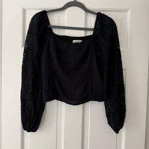 Navy blue lace sleeve top
